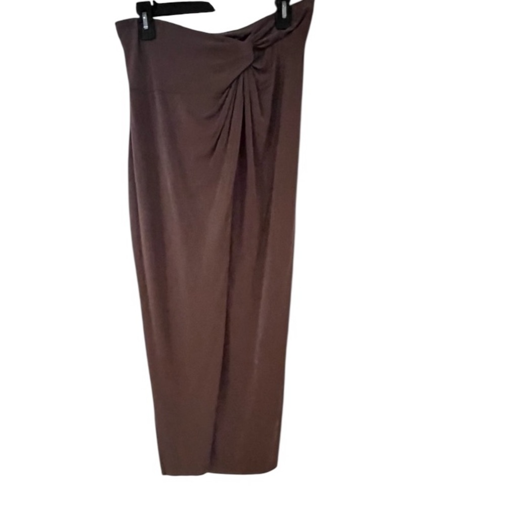 Cynthia Rowley large tan faux wrap maxi  skirt with stretch